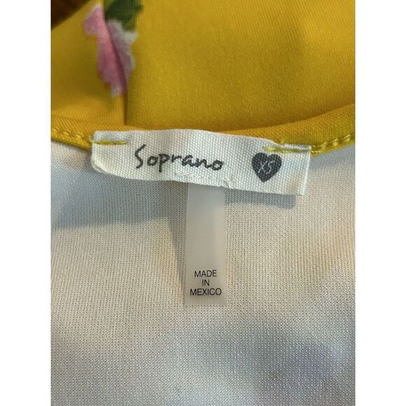 Soprano Yellow Floral Print A Line Sundress X-Small Polyester Blend Sleeveless - Picture 3 of 4